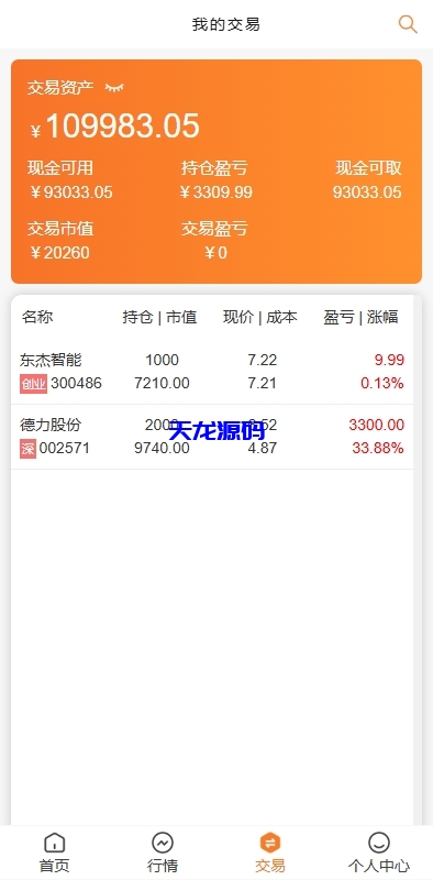 图片[7]-A股股票交易系统，支持新股认购，实名认证，T+1锁定转入出等功能-天龙源码网-精品源码网站
