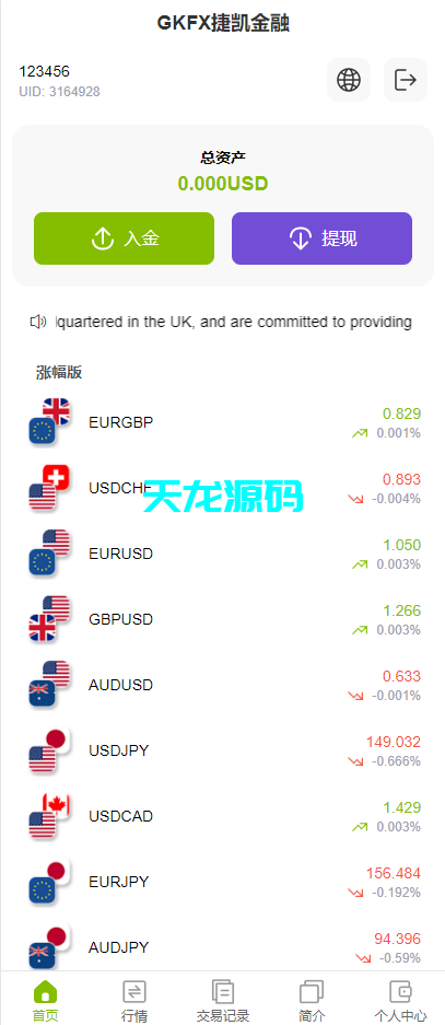 多语言海外微盘系统/贵金属/外汇/虚拟币/微交易源码-天龙源码网-精品源码网站